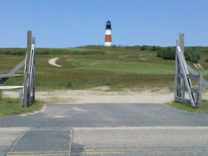 Lighthouse north of Siasconset on the east shore of Nantucket